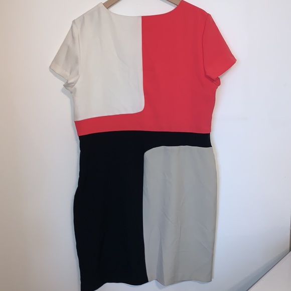 Madison Leigh Color Block Crew Neck Cap Sleeve Mid Knee Length Dress Size 18 - Picture 6 of 7